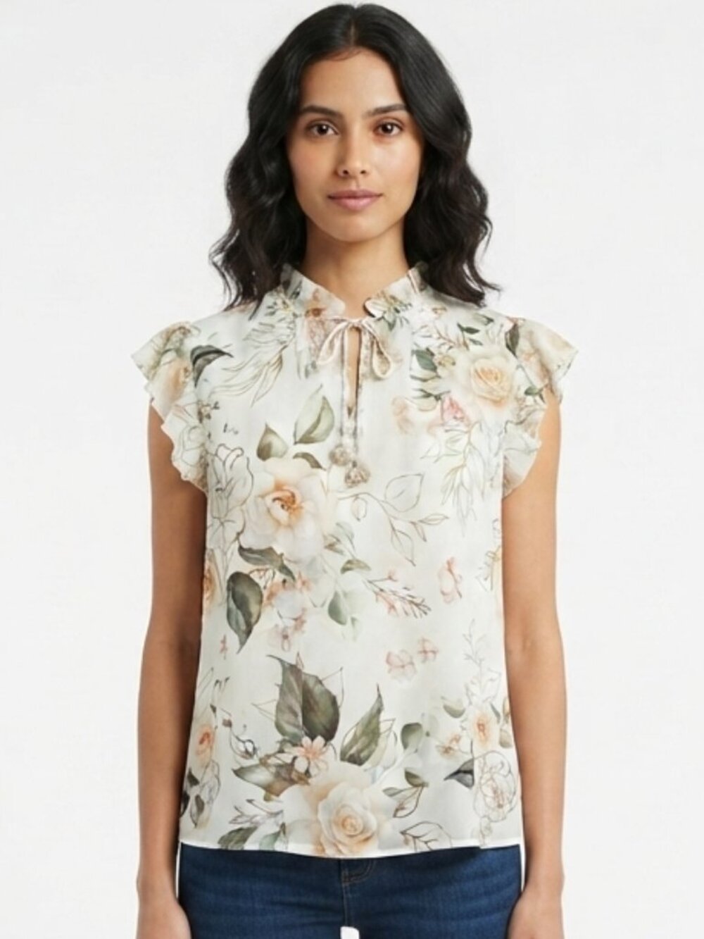 Rachel Zoe Sheer Floral Pull On Blouse- Sz. Sm